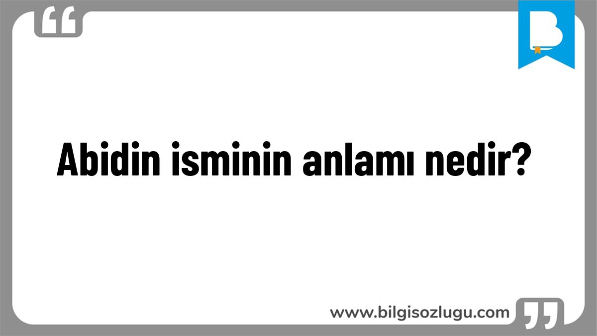 Abidin isminin anlamı nedir?