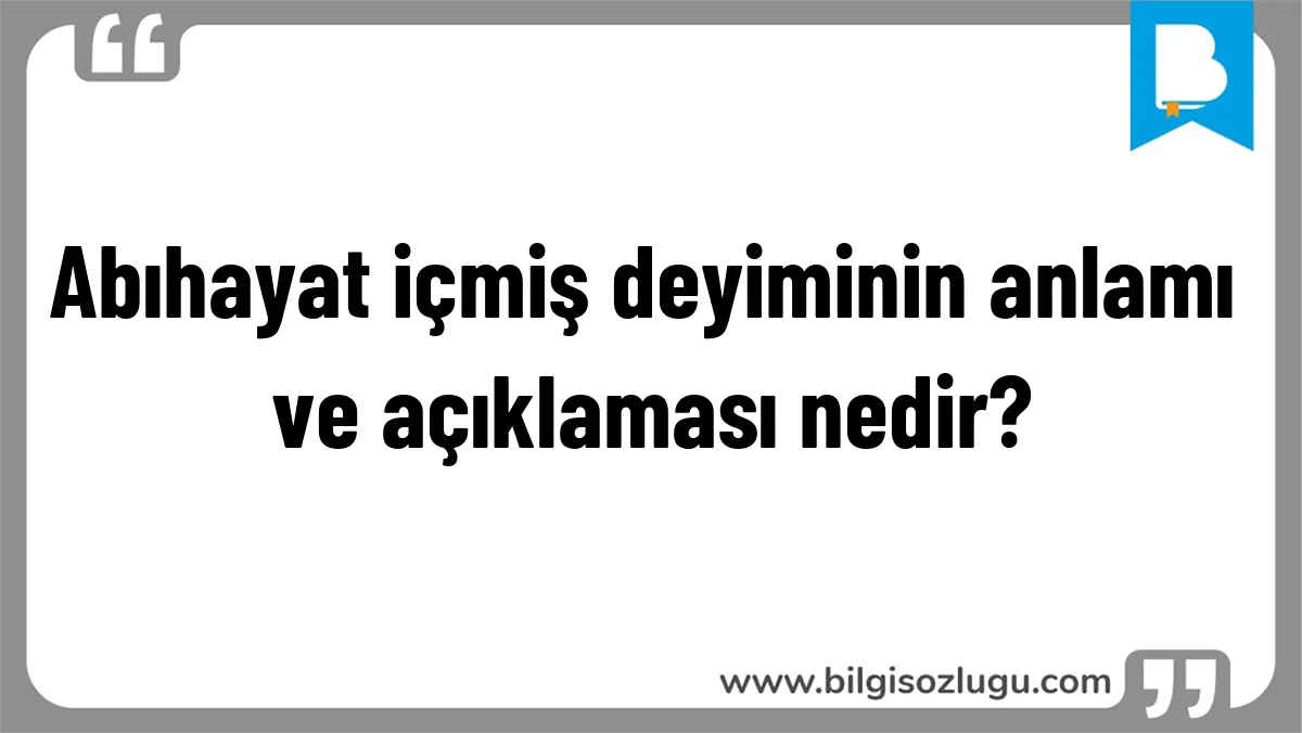 Abıhayat içmiş deyiminin anlamı ve açıklaması nedir?