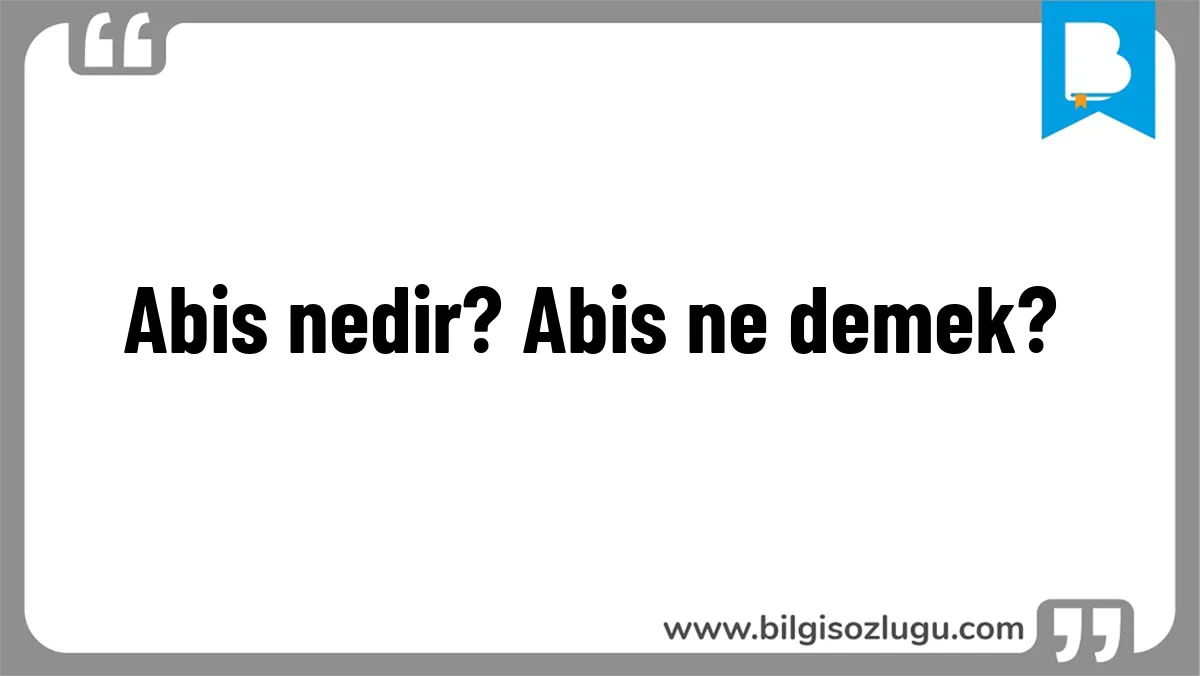 Abis nedir? Abis ne demek?