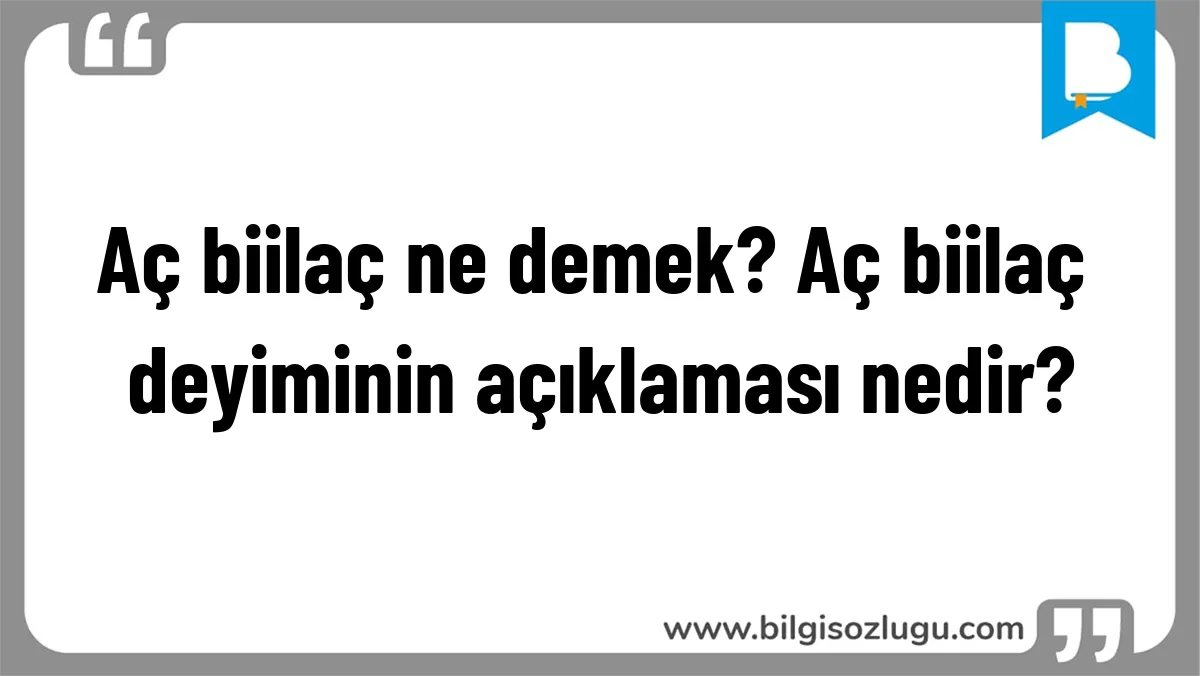 Aç biilaç ne demek? Aç biilaç deyiminin açıklaması nedir?