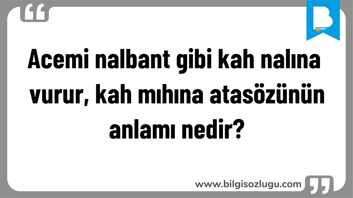 Acemi nalbant gibi kah nalına vurur, kah mıhına atasözünün anlamı nedir?
