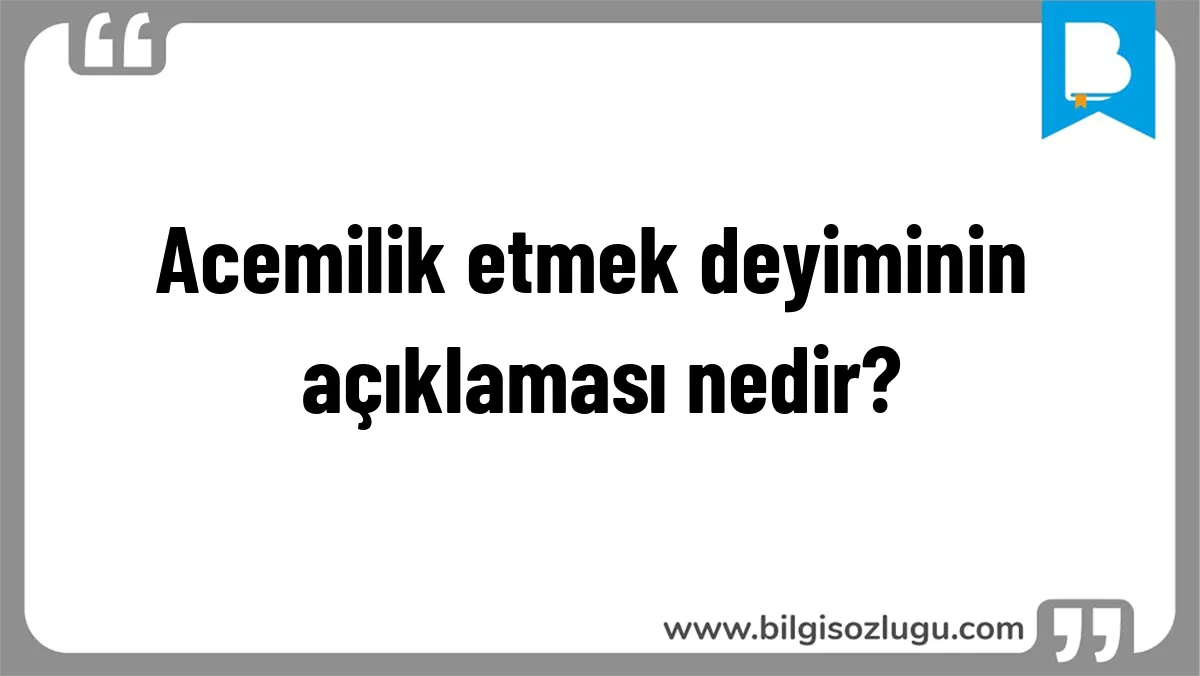 Acemilik etmek deyiminin açıklaması nedir?