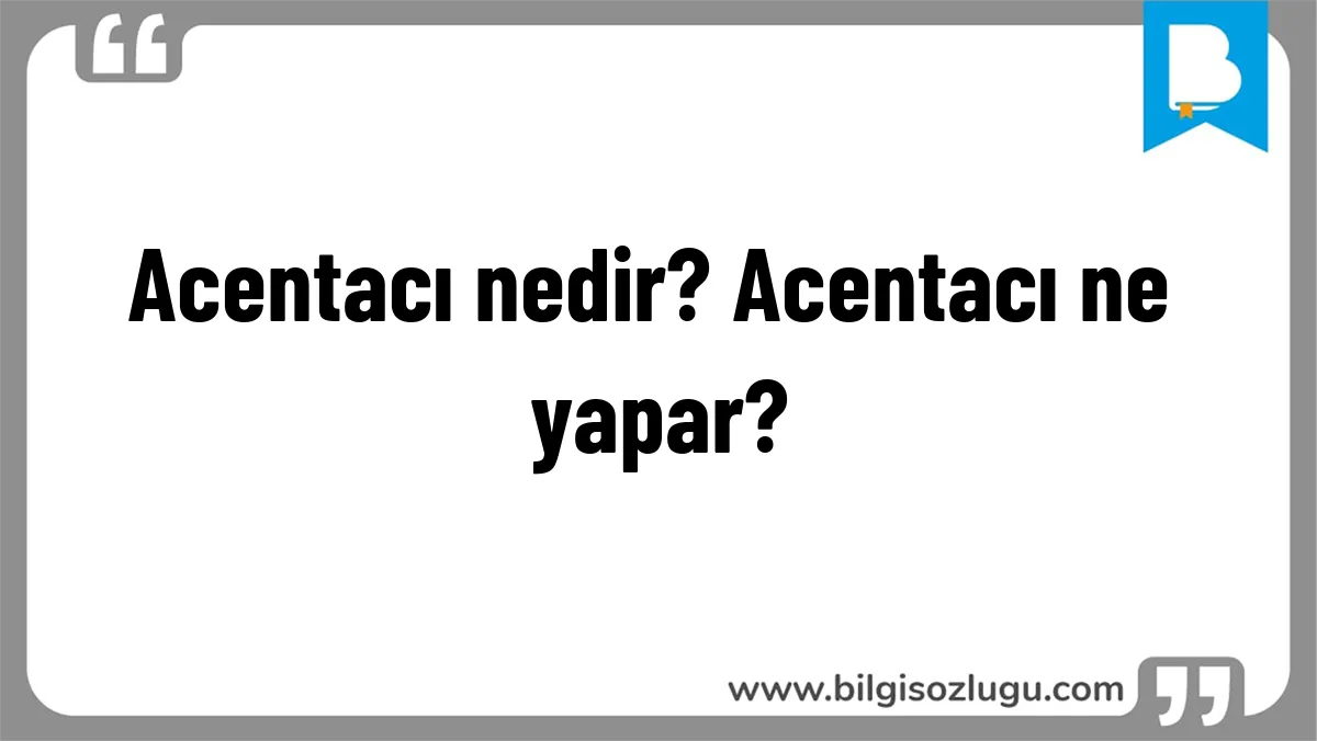 Acentacı nedir? Acentacı ne yapar?
