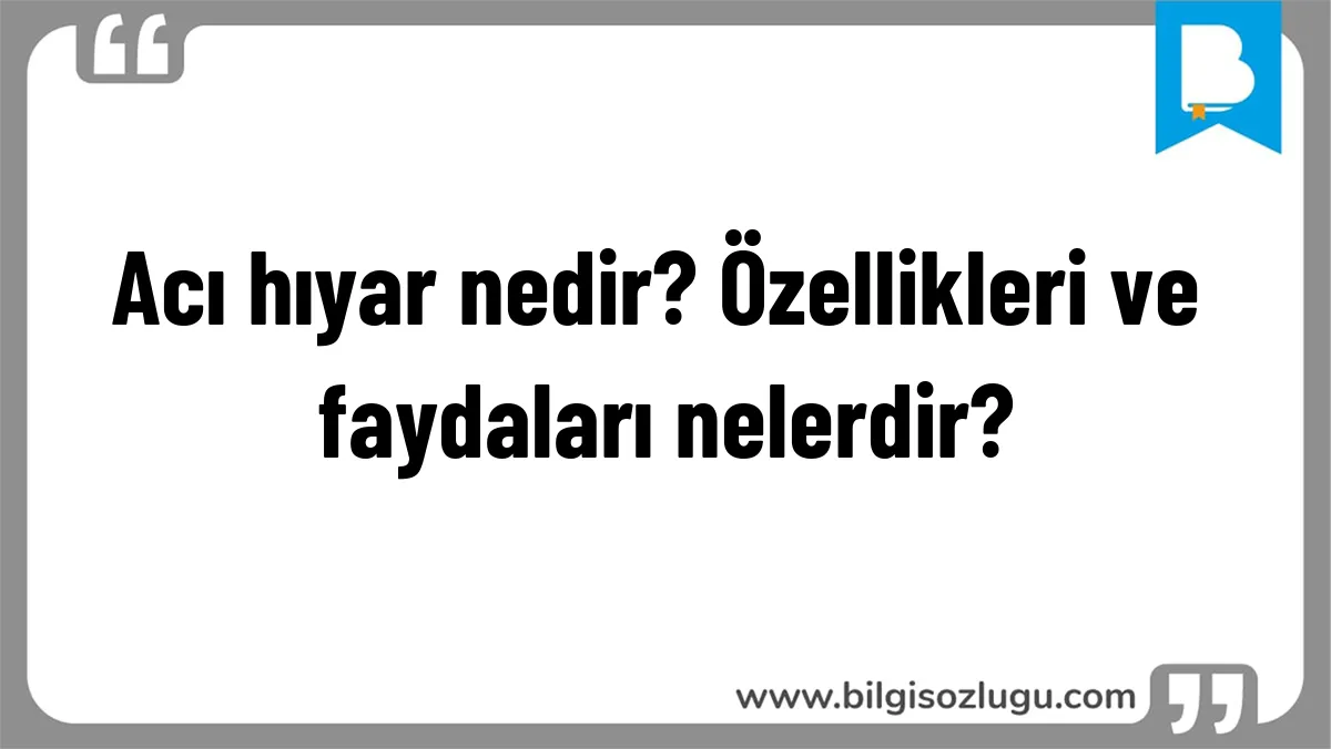Acı hıyar nedir? Özellikleri ve faydaları nelerdir?