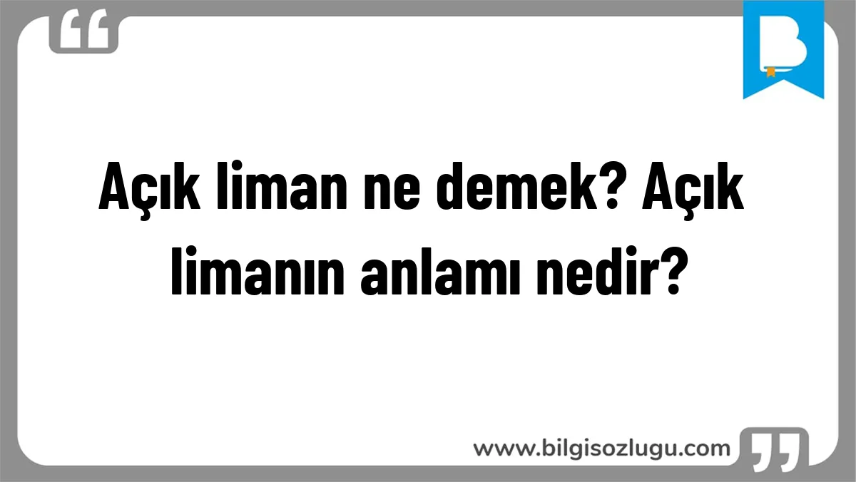Açık liman ne demek? Açık limanın anlamı nedir?