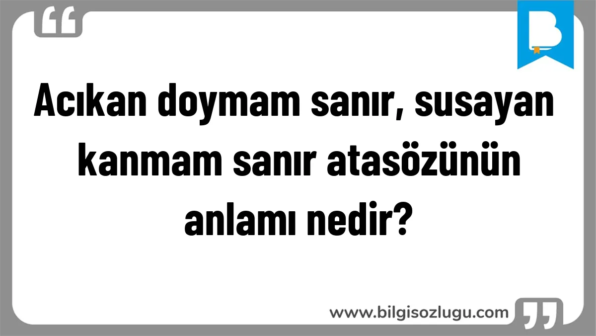 Acıkan doymam sanır, susayan kanmam sanır atasözünün anlamı nedir?