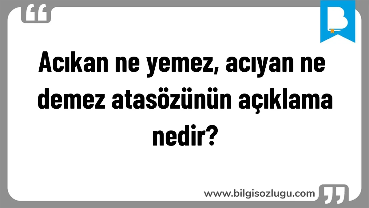 Acıkan ne yemez, acıyan ne demez atasözünün açıklama nedir?
