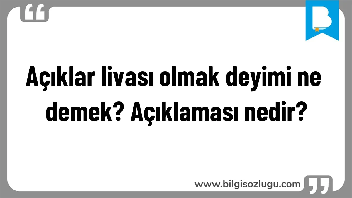 Açıklar livası olmak deyimi ne demek? Açıklaması nedir?