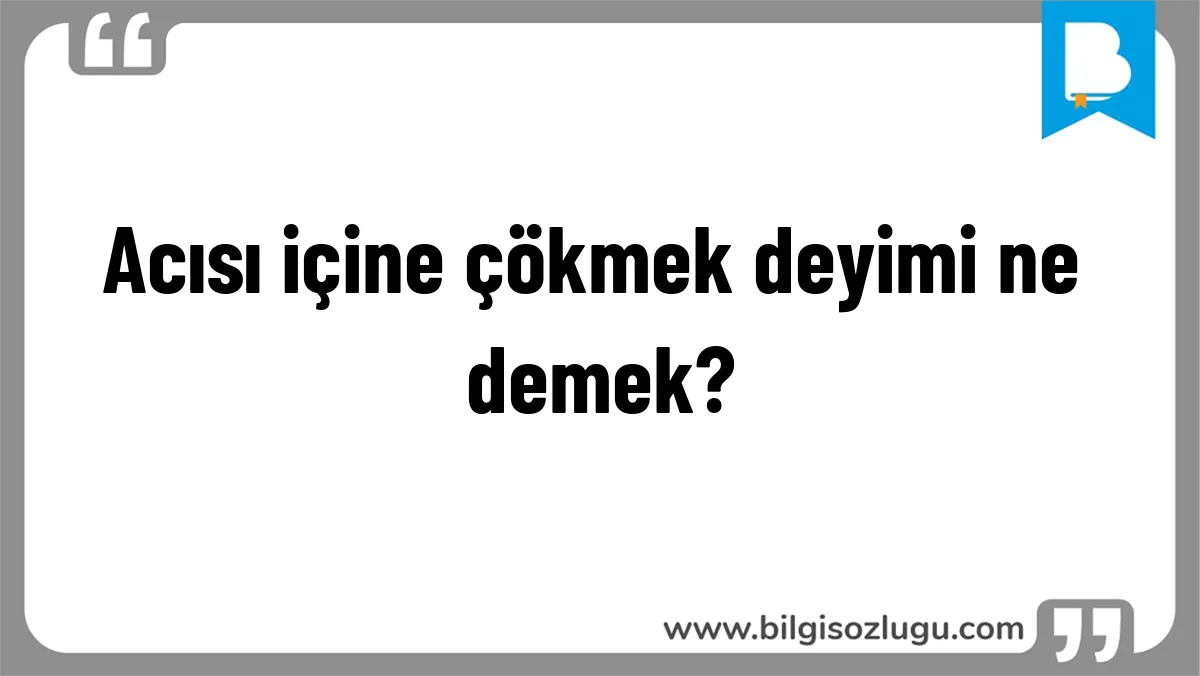 Acısı içine çökmek deyimi ne demek?