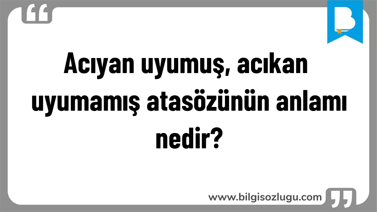 Acıyan uyumuş, acıkan uyumamış atasözünün anlamı nedir?