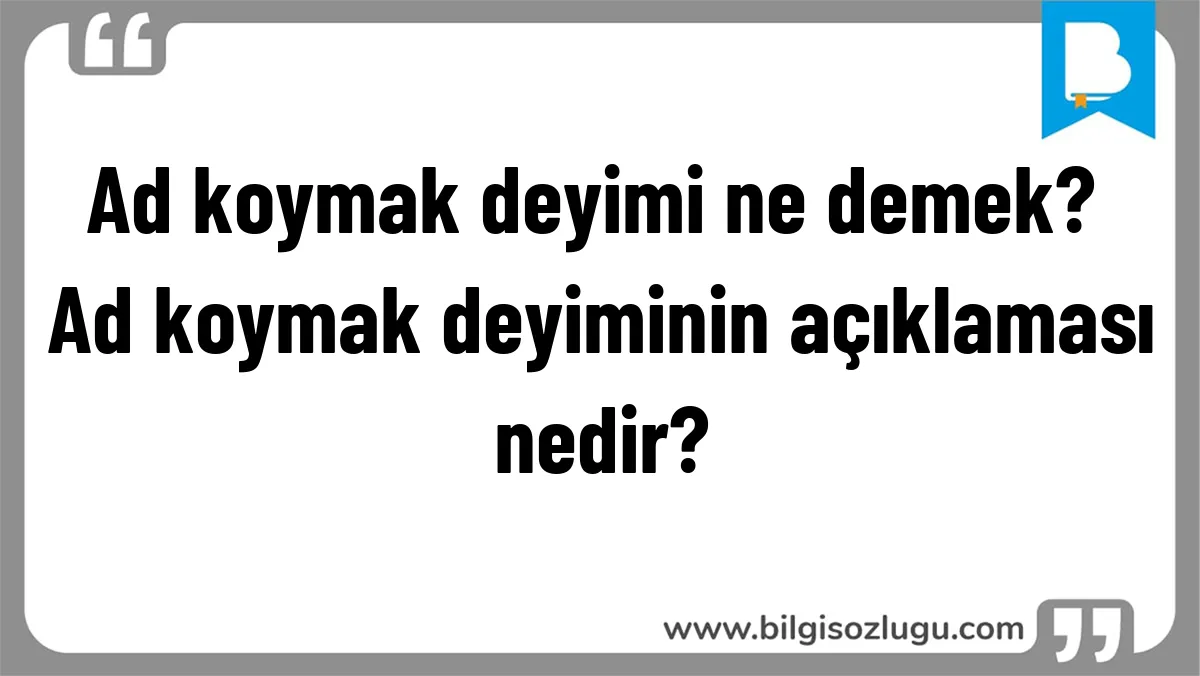 Ad koymak deyimi ne demek? Ad koymak deyiminin açıklaması nedir?