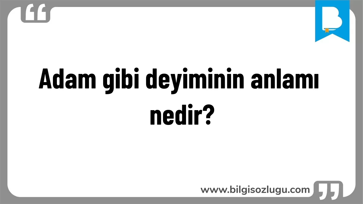 Adam gibi deyiminin anlamı nedir?
