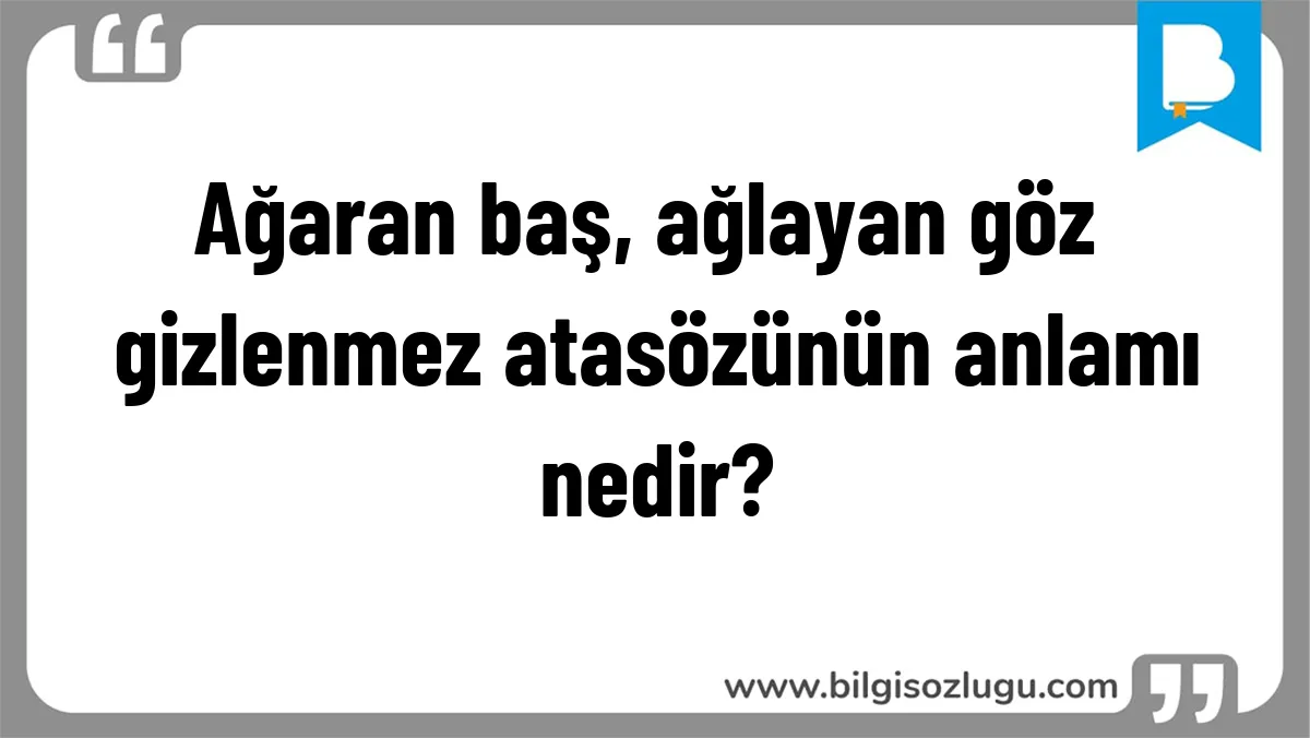 Ağaran baş, ağlayan göz gizlenmez atasözünün anlamı nedir?