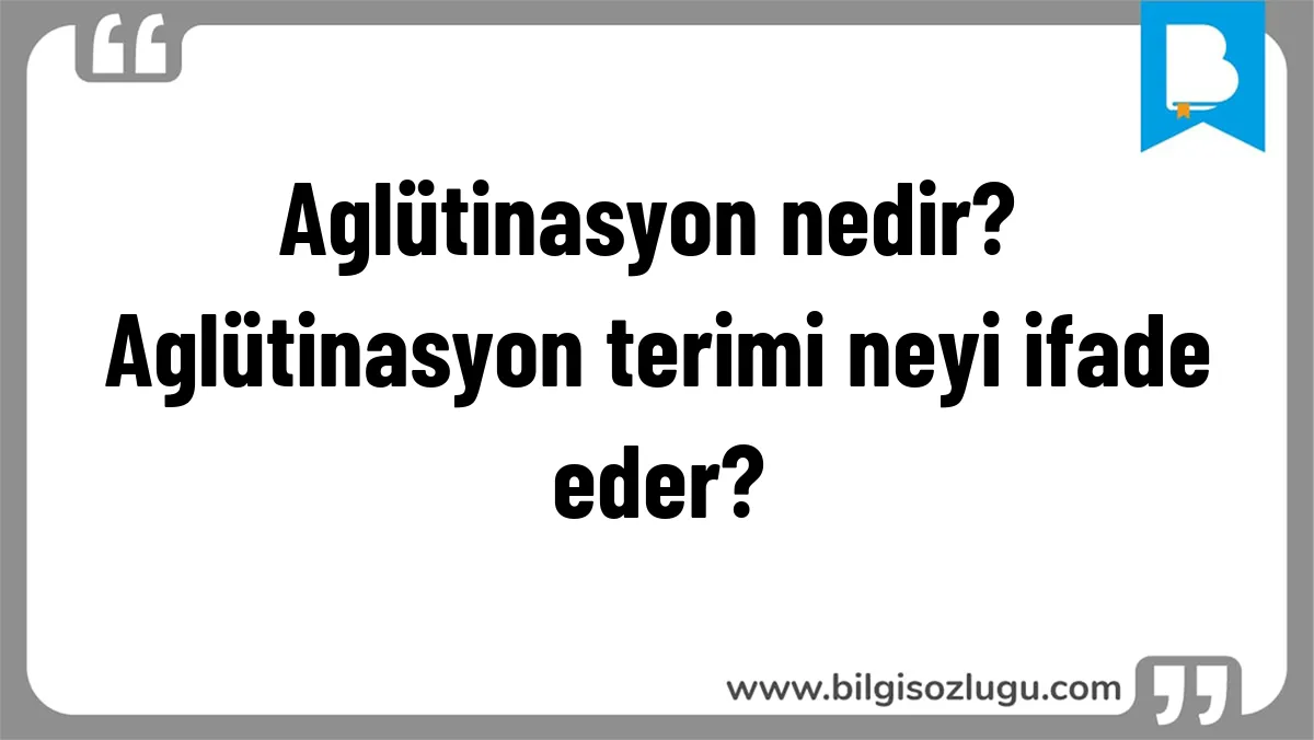 Aglütinasyon nedir? Aglütinasyon terimi neyi ifade eder?