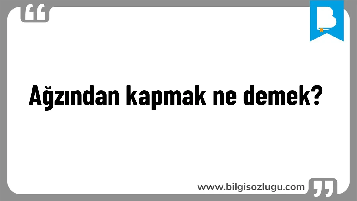 Ağzından kapmak ne demek?