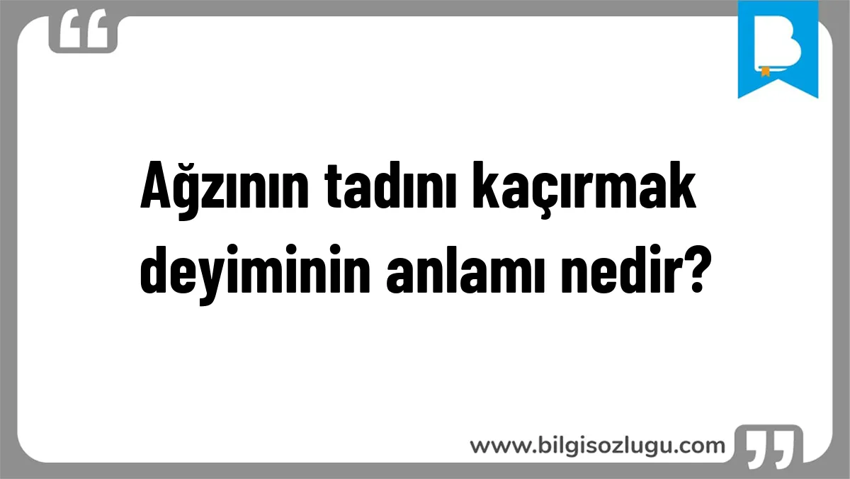 Ağzının tadını kaçırmak deyiminin anlamı nedir?