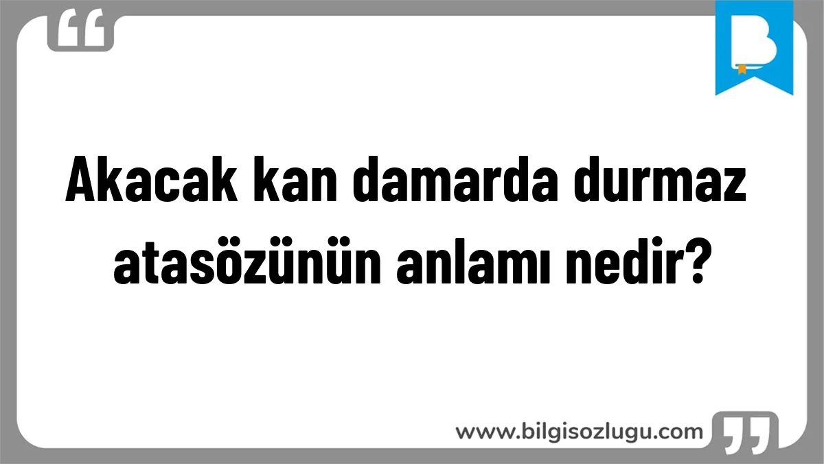 Akacak kan damarda durmaz atasözünün anlamı nedir?