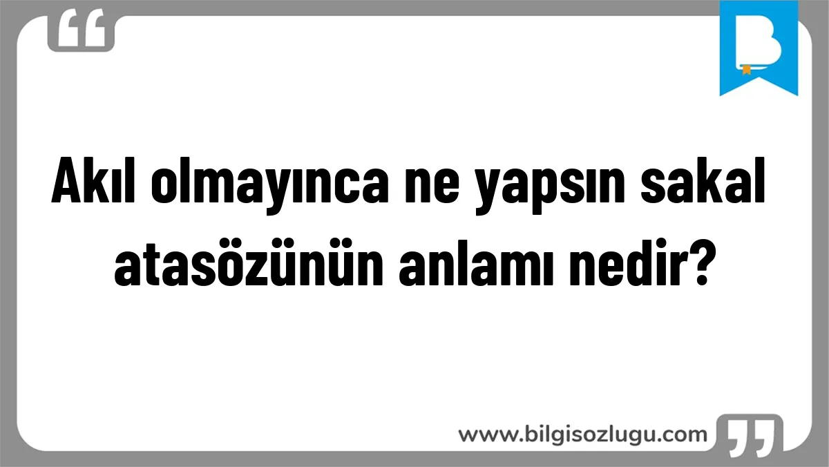 Akıl olmayınca ne yapsın sakal atasözünün anlamı nedir?