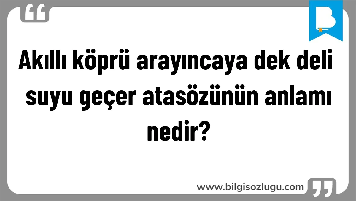 Akıllı köprü arayıncaya dek deli suyu geçer atasözünün anlamı nedir?