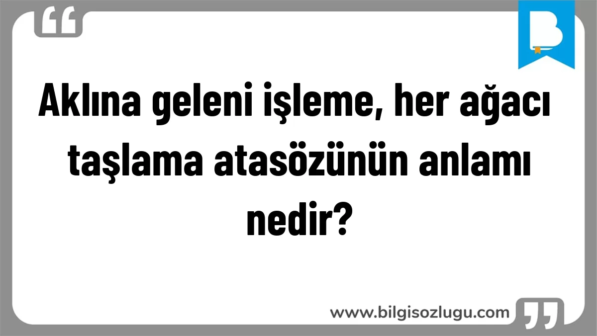 Aklına geleni işleme, her ağacı taşlama atasözünün anlamı nedir?