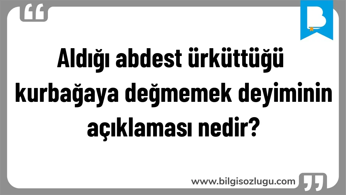 Aldığı abdest ürküttüğü kurbağaya değmemek deyiminin açıklaması nedir?