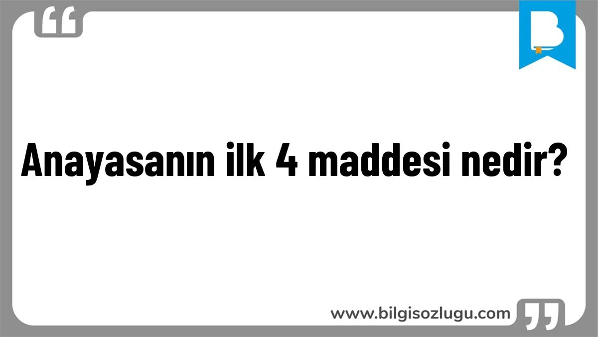 Anayasanın ilk 4 maddesi nedir?