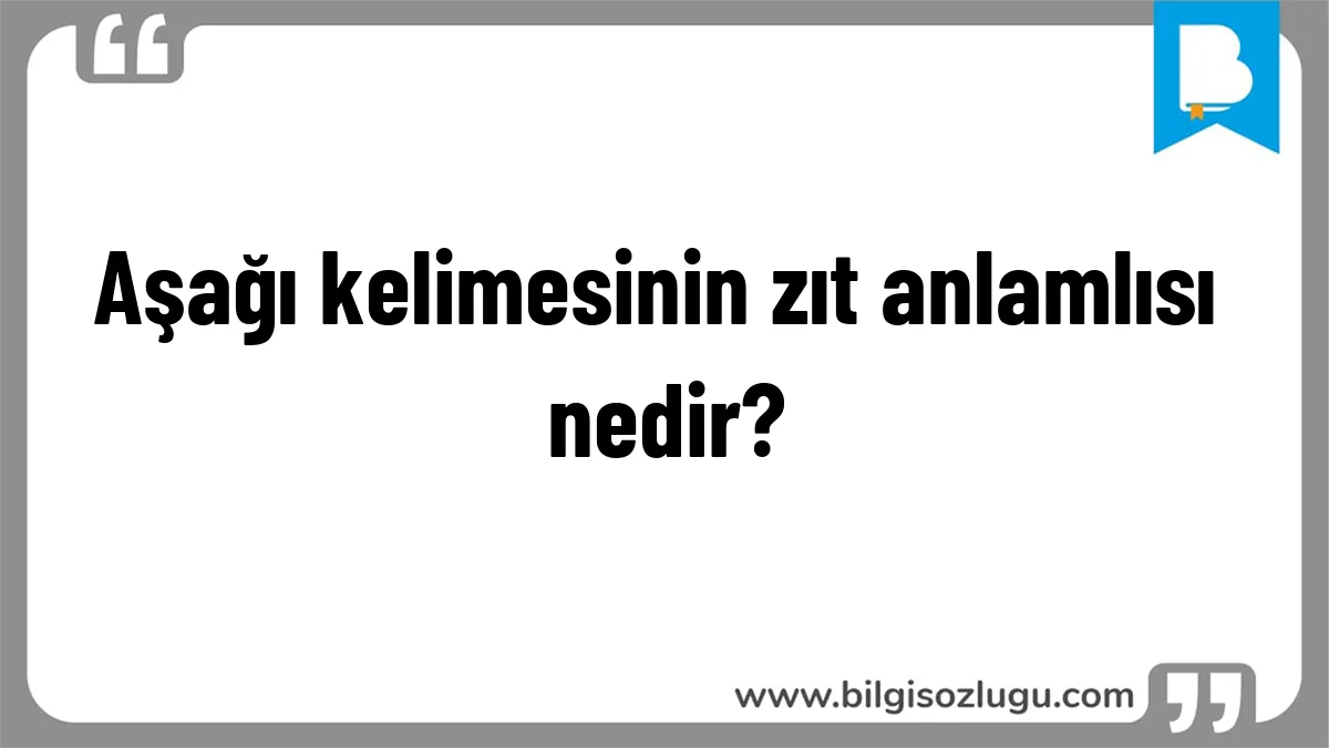 Aşağı kelimesinin zıt anlamlısı nedir?
