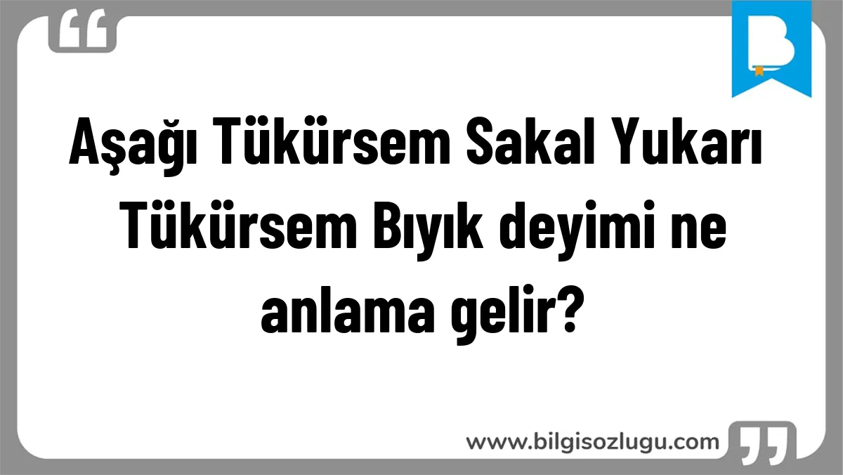 Aşağı Tükürsem Sakal Yukarı Tükürsem Bıyık deyimi ne anlama gelir?