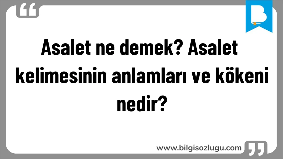 Asalet ne demek? Asalet kelimesinin anlamları ve kökeni nedir?