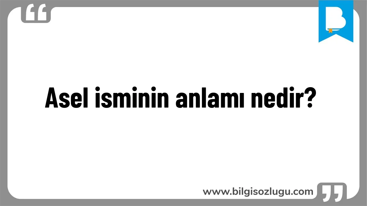 Asel isminin anlamı nedir?