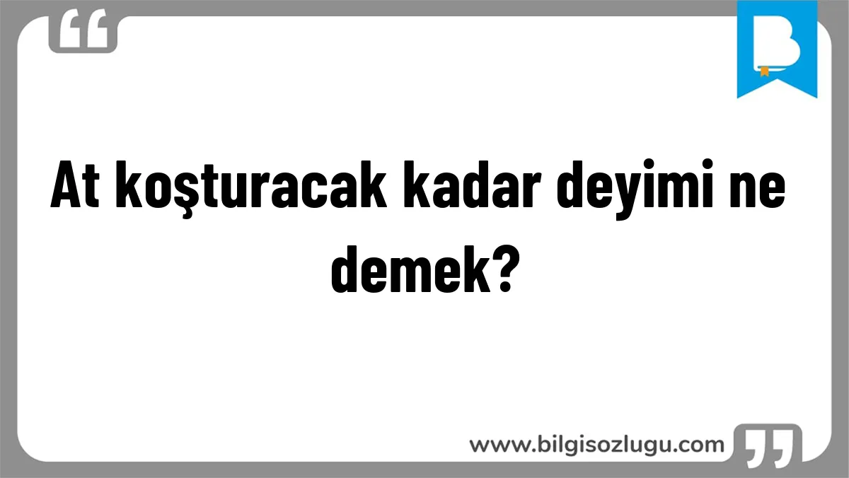 At koşturacak kadar deyimi ne demek?