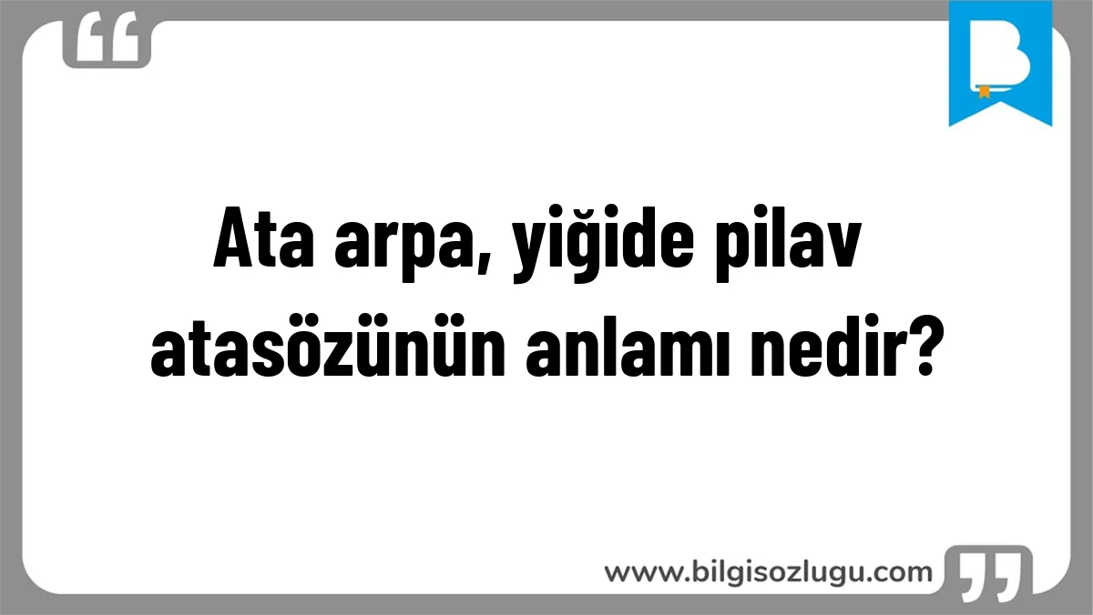 Ata arpa, yiğide pilav atasözünün anlamı nedir?