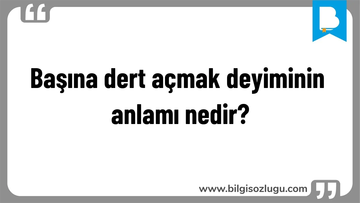 Başına dert açmak deyiminin anlamı nedir?