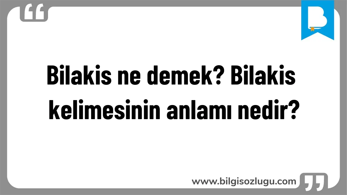 Bilakis ne demek? Bilakis kelimesinin anlamı nedir?