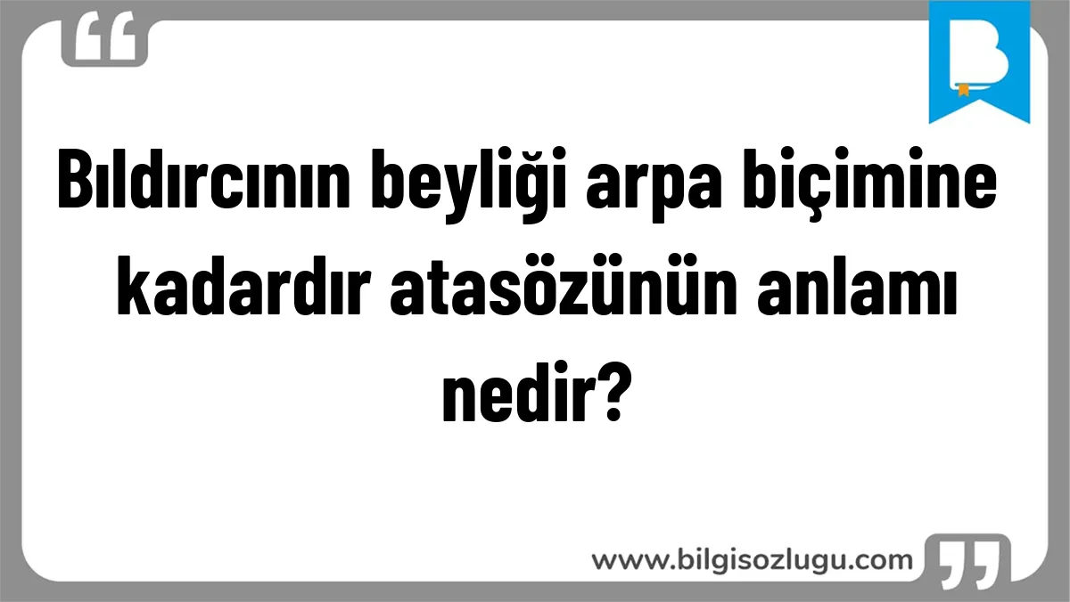 Bıldırcının beyliği arpa biçimine kadardır atasözünün anlamı nedir?