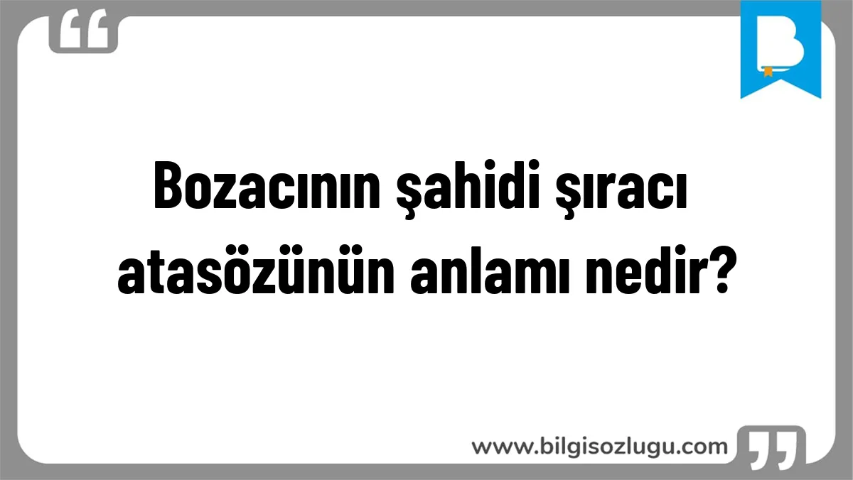 Bozacının şahidi şıracı atasözünün anlamı nedir?