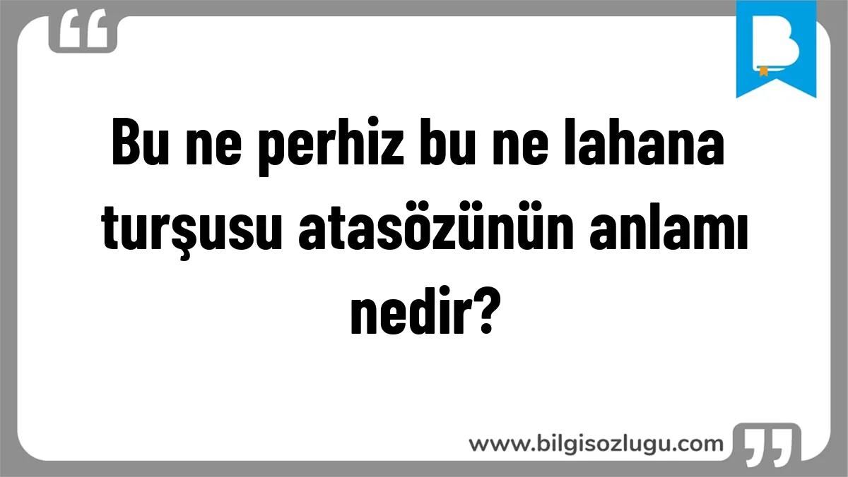 Bu ne perhiz bu ne lahana turşusu atasözünün anlamı nedir?
