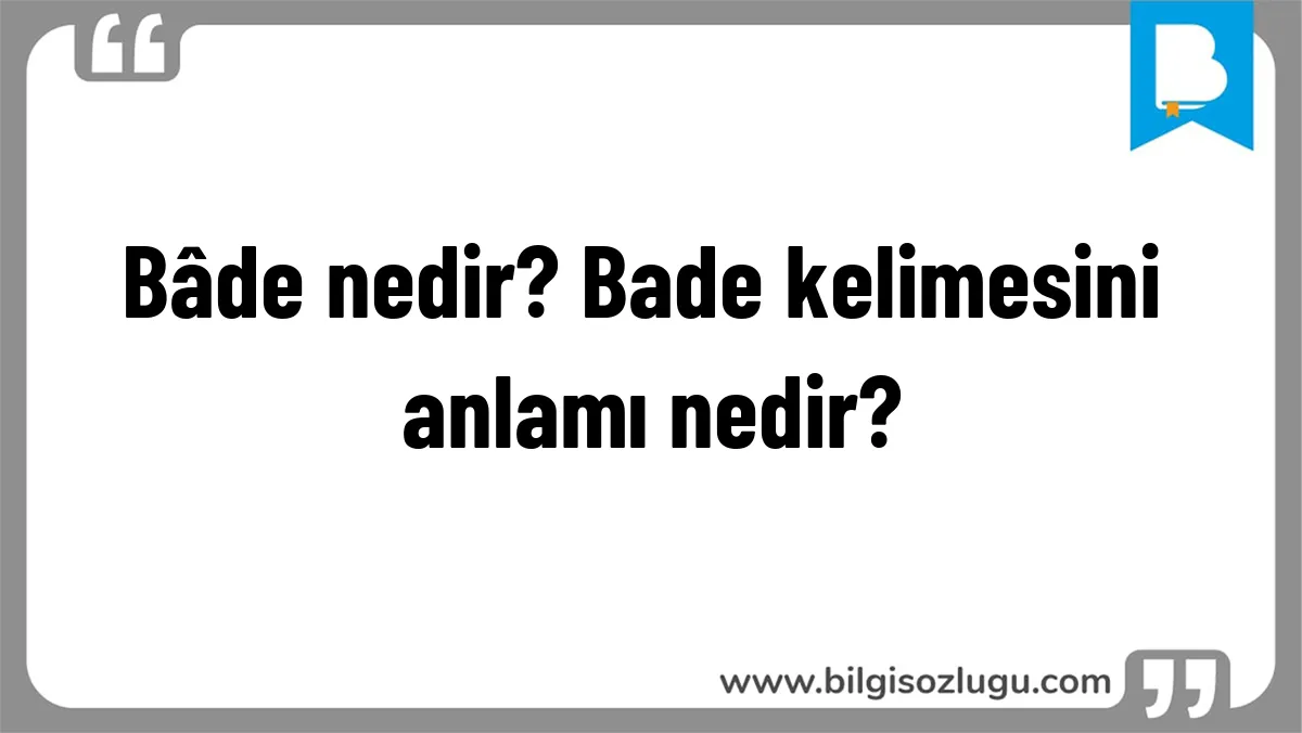 Bâde nedir? Bade kelimesini anlamı nedir?