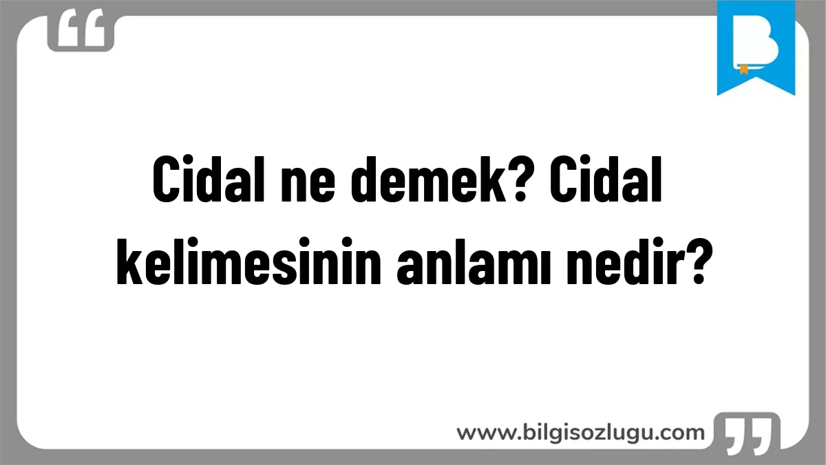 Cidal ne demek? Cidal kelimesinin anlamı nedir?
