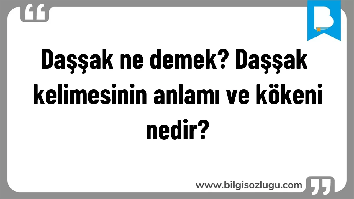 Daşşak ne demek? Daşşak kelimesinin anlamı ve kökeni nedir?