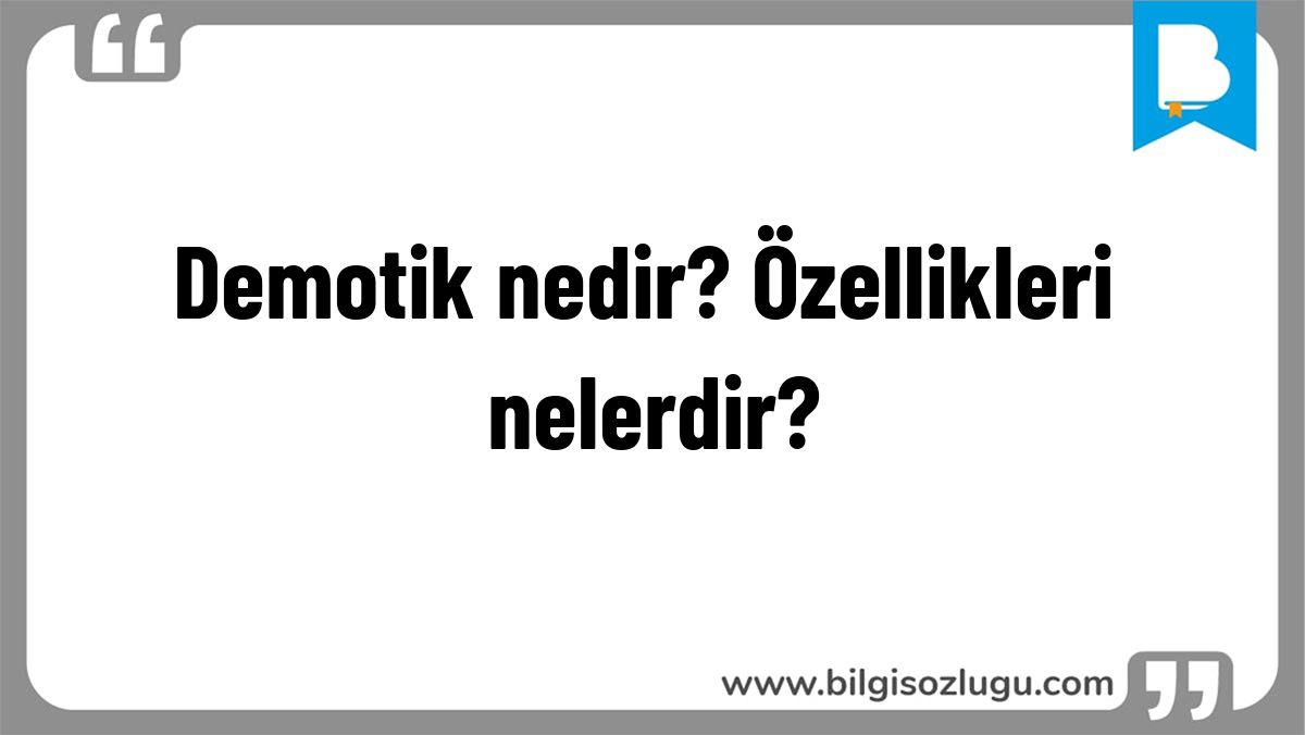 Demotik nedir? Özellikleri nelerdir?
