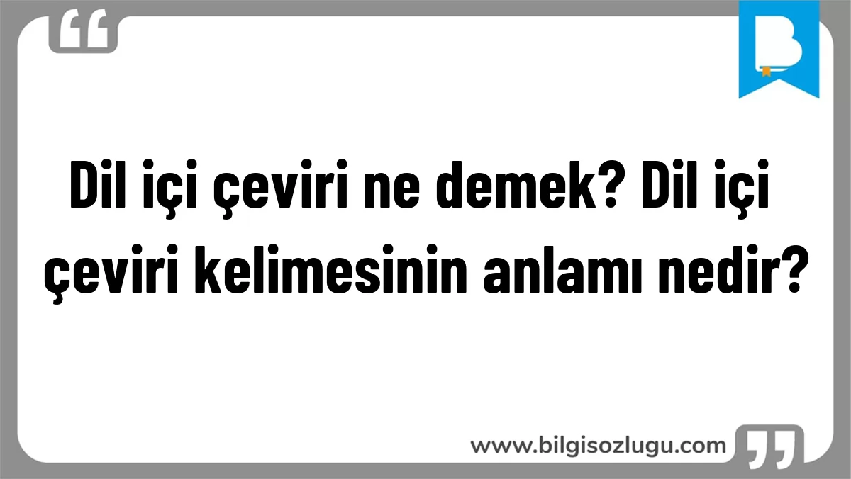 Dil içi çeviri ne demek? Dil içi çeviri kelimesinin anlamı nedir?