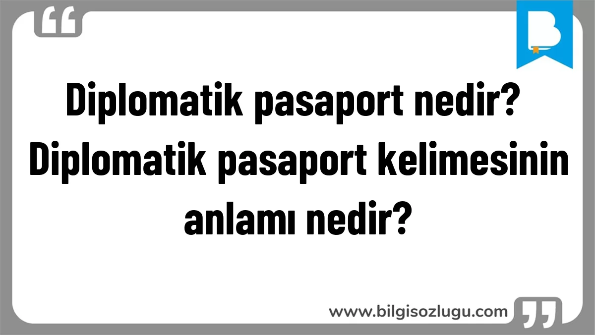 Diplomatik pasaport nedir? Diplomatik pasaport kelimesinin anlamı nedir?