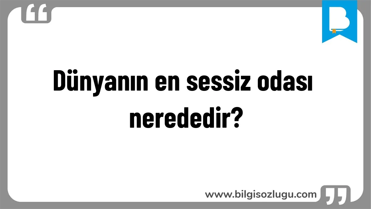 Dünyanın en sessiz odası nerededir?