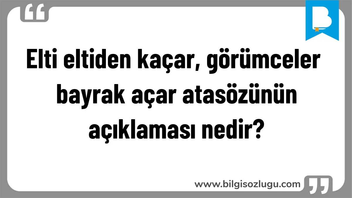 Elti eltiden kaçar, görümceler bayrak açar atasözünün açıklaması nedir?