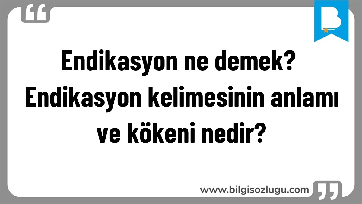 Endikasyon ne demek? Endikasyon kelimesinin anlamı ve kökeni nedir?