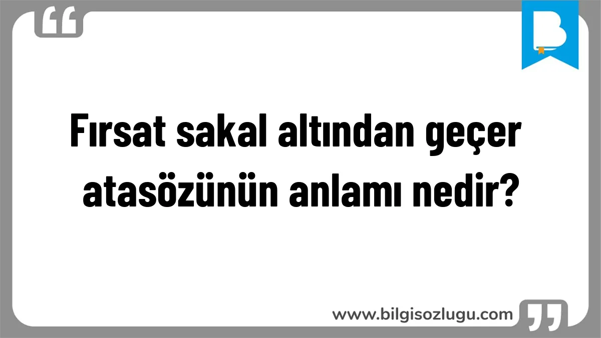 Fırsat sakal altından geçer atasözünün anlamı nedir?
