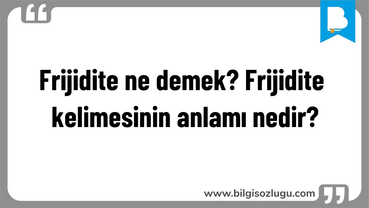 Frijidite ne demek? Frijidite kelimesinin anlamı nedir?