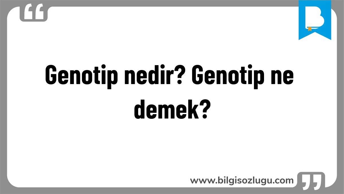 Genotip nedir? Genotip ne demek?