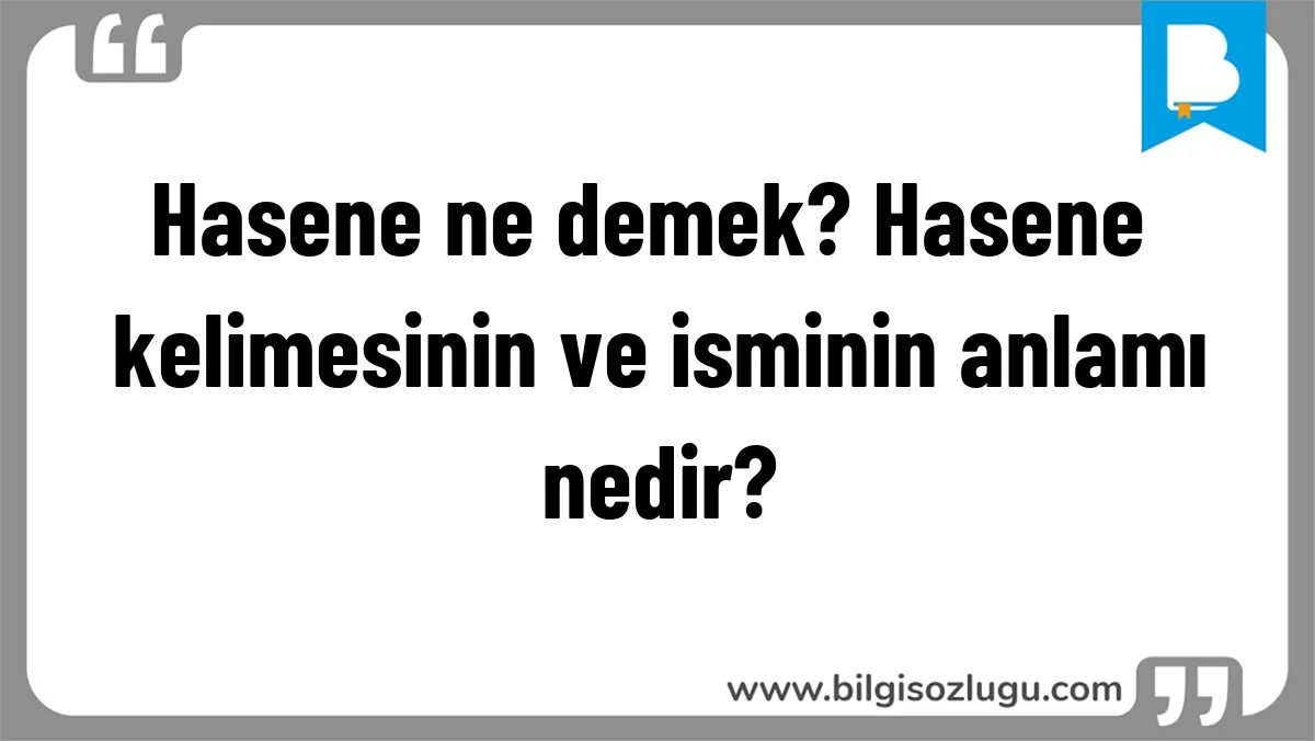 Hasene ne demek? Hasene kelimesinin ve isminin anlamı nedir?